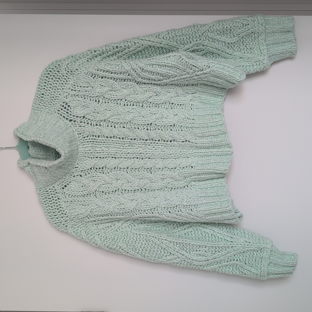 Anthropologie Cable Knit Turtleneck Sweater - Light Blue